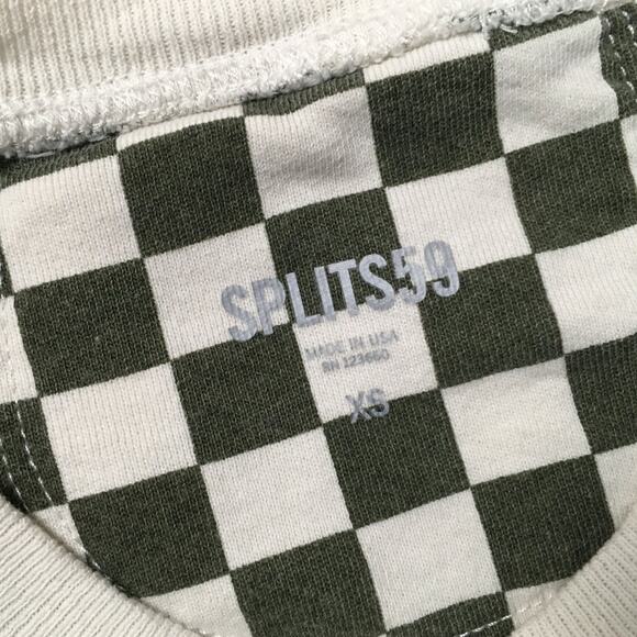 Splits59 Tilda Sweatshirt Checkered Green Cream Athletic Casual‎ Top Women's XS - Picture 2 of 11